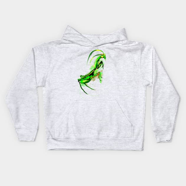 Praying Mantis Doodle Kids Hoodie by BluedarkArt